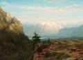 A Mountainous Landscape With Deer - Cornelis Lieste