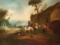 An Italianate Landscape With Horsemen Resting Near An Inn - (after) Philips Wouwerman