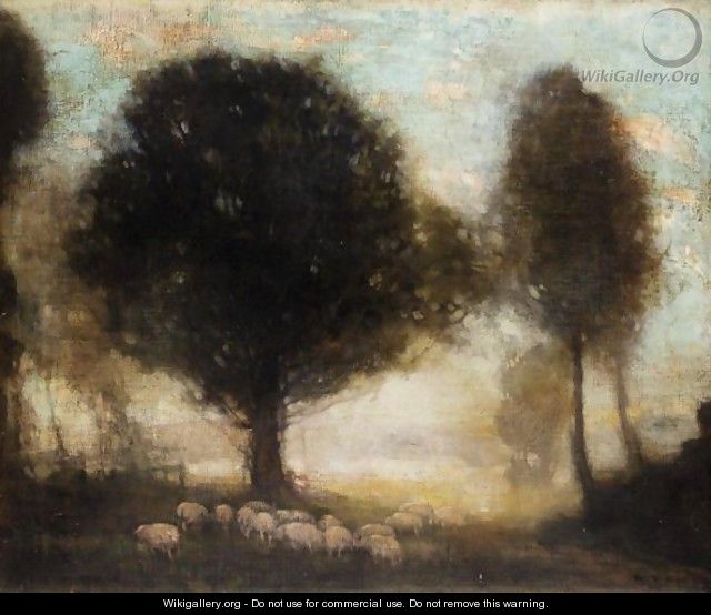 Landscape With Sheep And Trees - William George Robb