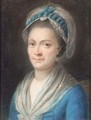 A Portrait Of A Lady Wearing A White Hat And Blue Ribbons - Continental School