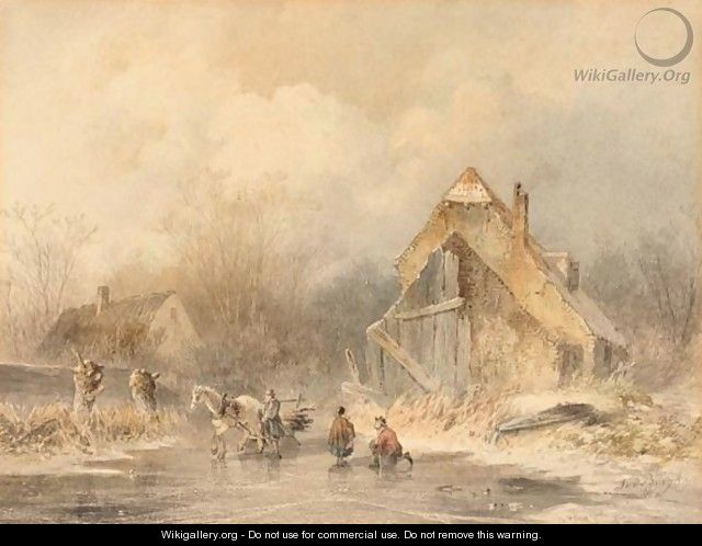A Winter Landscape With Figures On The Ice - Andries Van Den Bergh