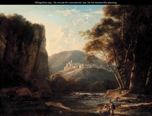 Classical Landscape With Figures Resting By A Stream - (after) Thomas Barker Of Bath