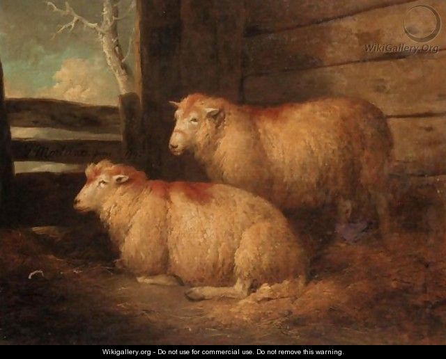 Two Sheep In A Stable - (after) George Morland