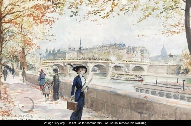 Elegant Ladies By The Banks Of The Seine, Paris - Georges Stein