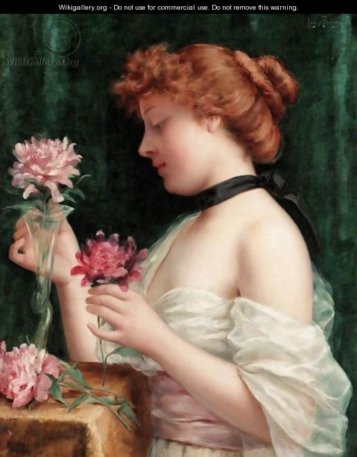 Young Woman Arranging Flowers - Louis Perrey B