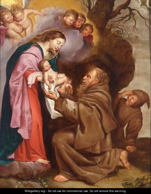 Madonna And Child Together With Saint Francis And Saint Dominic - Flemish School
