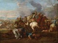 A Cavalry Battle Scene Between Christians And Turks - (after) Christian Reder