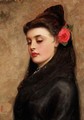 Portrait Of A Girl With A Rose In Her Hair - Charles Sillem Lidderdale