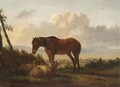 A Horse And Sheep In A Landscape - Pieter Gerardus Van Os