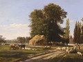 Sheeps And Cows In A Landscape - Georges Etienne Prieur