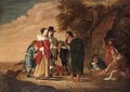 An Elegant Couple Together With A Fortune-Teller And Other Figures In A Landscape - Utrecht School