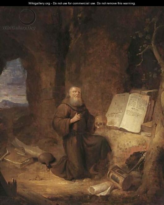 A Penitent Hermit In A Grotto - Jacob van Spreeuwen