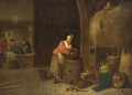 An Interior Of An Inn With A Maid Cleaning Pots - (after) David The Younger Teniers