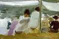 Figuras Bajo Los Toldos, San Sebastian (In The Shade, San Sebastian) - Joaquin Sorolla y Bastida