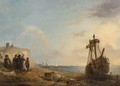 Fisherfolk By A Beached Boat - Wijnandus Johannes Josephus Nuyen