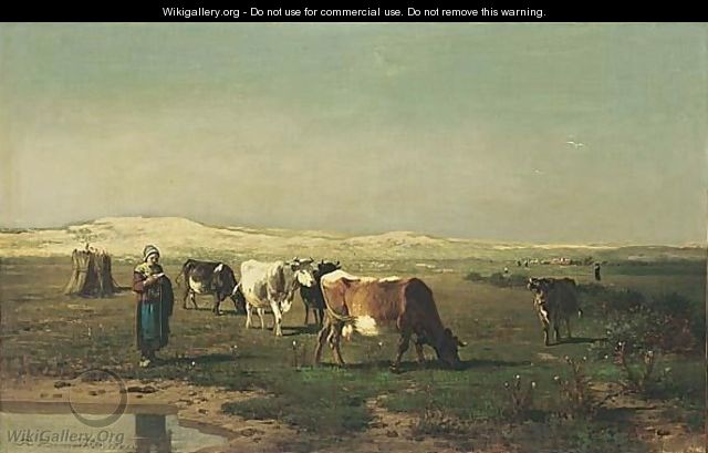 A Landscape With A Cowherdess - Richard Burnier