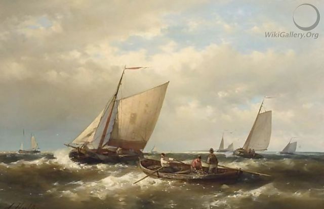 Fishing Boats In Choppy Seas - Abraham Hulk Jun.