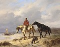 A Fisherman On Horseback In The Dunes - Wouterus Verschuur