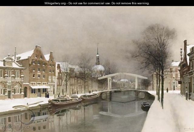 A Wintry View Of Leiden - Johannes Christiaan Karel Klinkenberg