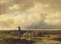 A River Landscape With A Windmill - Pieter Lodewijk Francisco Kluyver