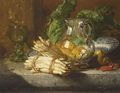 A Still Life With Asparagus And Lemons - Maria Vos