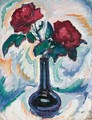 Red Roses In A Blue Vase - Samuel John Peploe