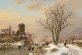 A Winter Landcape With Ice Amusements Near A City - Frederik Marianus Kruseman