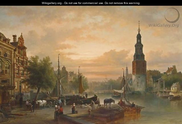 A View Of The Oude Schans With The Montelbaanstoren, Amsterdam - Elias Pieter van Bommel