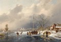 Skaters On A Frozen River 2 - Charles Henri Leickert