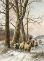 A Shepherd In A Winter Landscape - Alexis de Leeuw