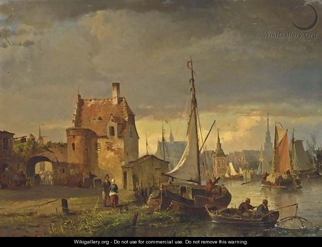A View Of A Town On The Waterfront - Carl Frederik Sorensen