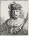 Self-Portrait With Raised Sabre - Rembrandt Van Rijn