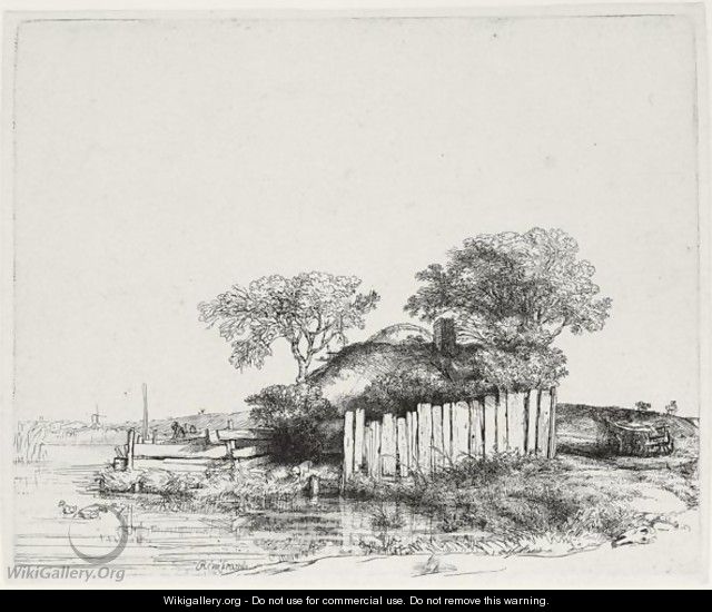 Cottage With A White Paling - Rembrandt Van Rijn