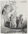 Three Oriental Figures (Jacob And Laban) - Rembrandt Van Rijn