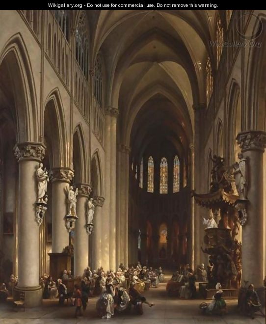 Figures Attending Mass - Jules Victor Genisson