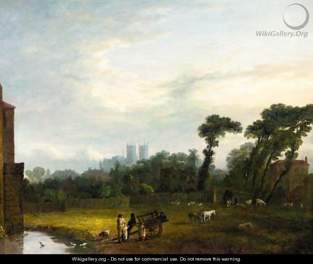 View Across Fields Looking Towards Westminster Abbey - John Inigo Richards