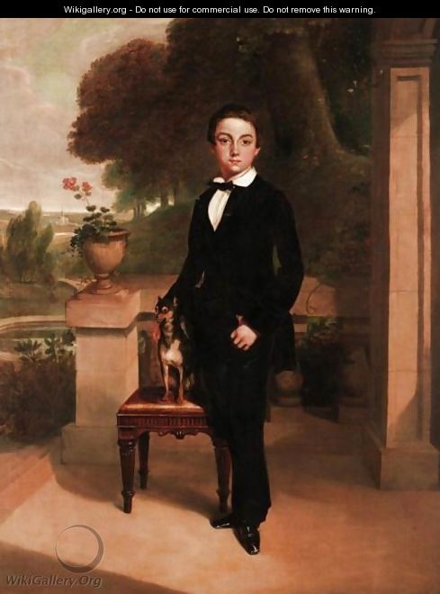 Portrait Of A Young Boy And His Companion - (after) Sir Francis Grant