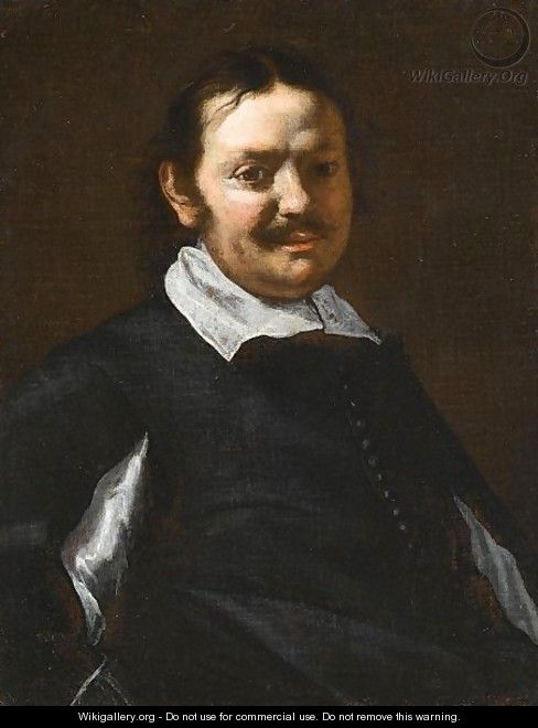 Portrait Of A Man, Half Length, Wearing Black With A White Ruff - (after) Michaelanglo Cerquozzi