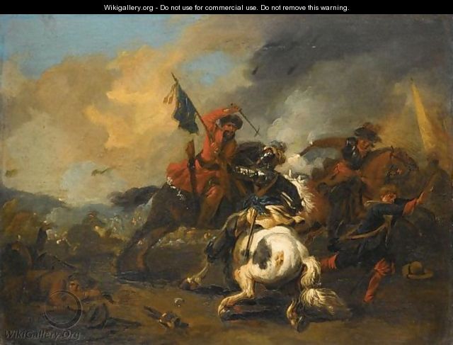 A Cavalry Skirmish - North-Italian School - WikiGallery.org, the ...