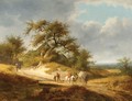 A Wooded Landscape With Dunes And Travellers - French School