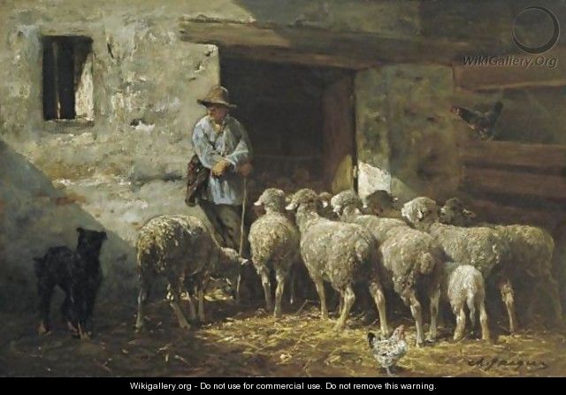 The Shepherd - Charles Émile Jacque