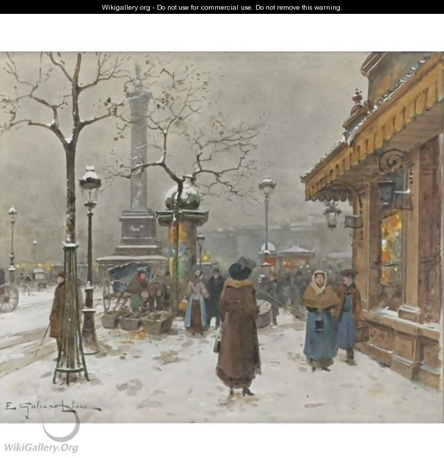 In The Snow, La Bastille - Eugene Galien-Laloue