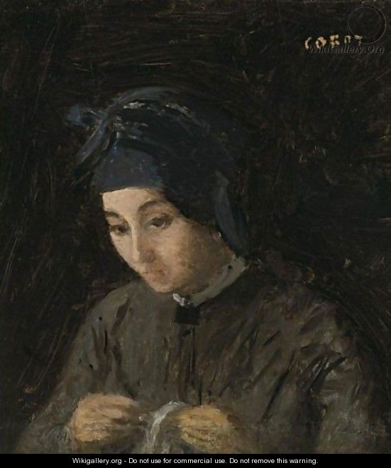 Jeune Fille Cousant - Jean-Baptiste-Camille Corot
