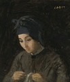 Jeune Fille Cousant - Jean-Baptiste-Camille Corot