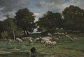 Shepherdess And Her Flock 2 - Charles Émile Jacque