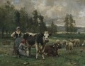 Milkmaids In The Pasture - Julien Dupre