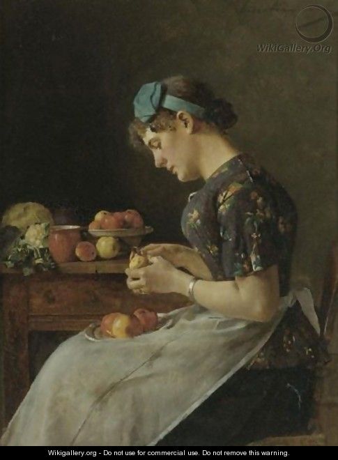 Young Woman Peeling Apples - Isidor Kaufmann