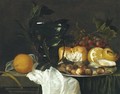 Still Life With A Roemer, A Peeled Lemon, Bread, An Oyster And Chestnuts On A Pewter Dish - Jan Davidsz. De Heem