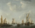 A Calm, With A States Yacht And Other Vessels In A Crowded Harbour Scene - Willem van de, the Elder Velde