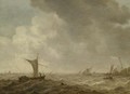 An Estuary Scene With Small Vessels In A Choppy Sea - Jan van Goyen